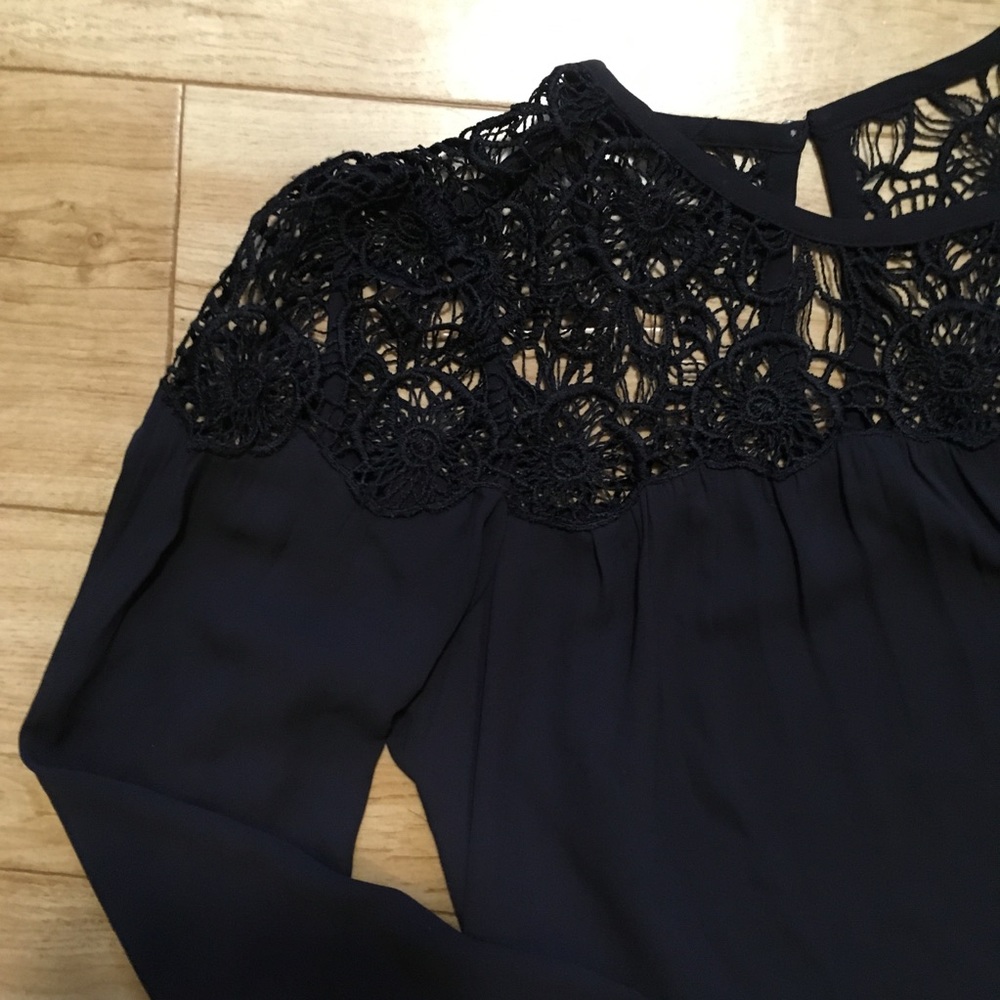 LOFT navy lace top